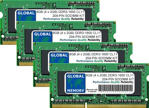 8GB (4 x 2GB) DDR3 1600MHz PC3-12800 204-PIN SODIMM MEMORY RAM KIT FOR INTEL IMAC 27 INCH (LATE 2012 - LATE 2013)